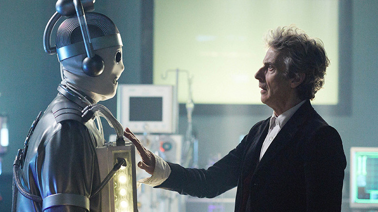 The Doctor speaks to Bill as a Cyberman