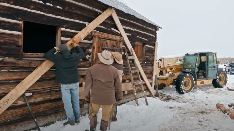 Fixing the barn after the storm 