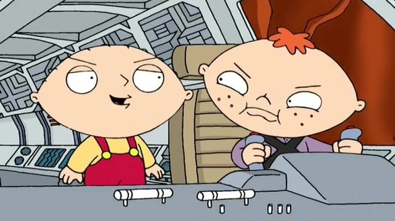 Stewie and Bertram inside spaceship