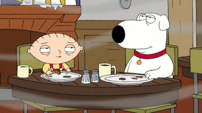Stewie and Brian eating