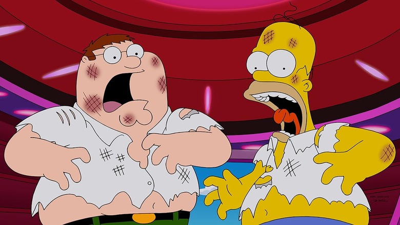 Peter and Homer battered and bruised