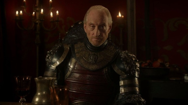 Tywin sitting on the Iron Throne