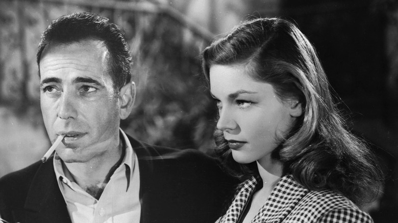 Bogart and Bacall staring