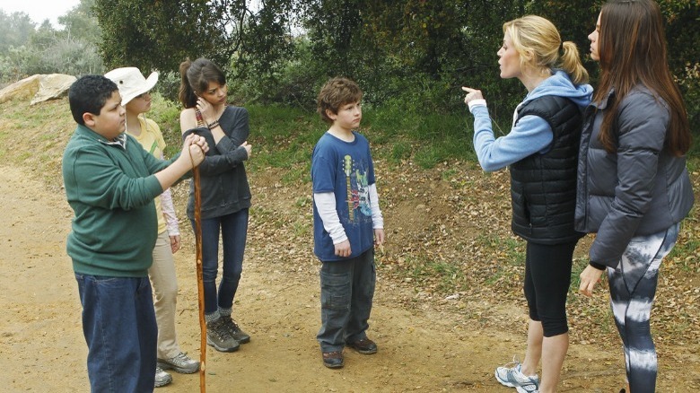 Claire and Gloria addressing the kids