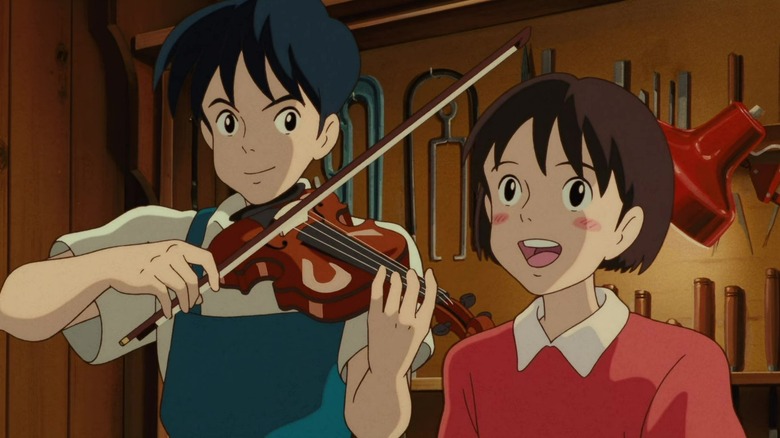 Shizuku and Seiji performing a song