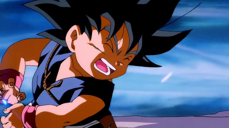 Goku charges a Kamehameha Wave