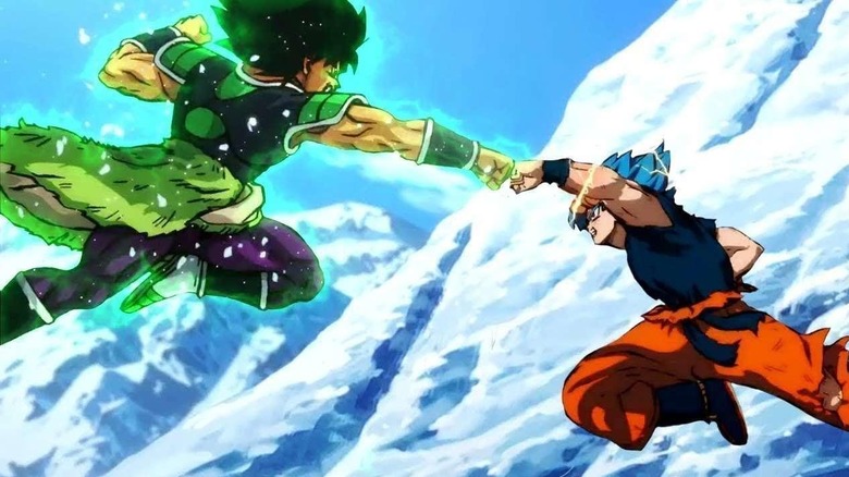 Broly and Goku trade punches