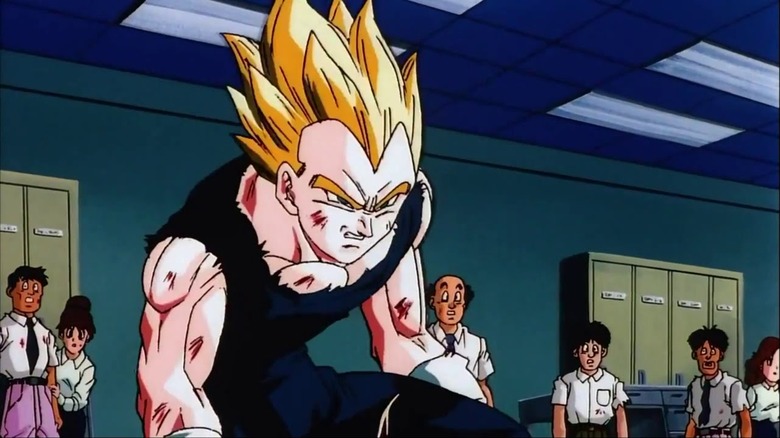 Vegeta stands with innocent bystanders