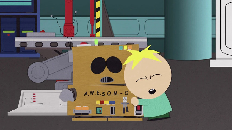 Butters hugging Awesom-O