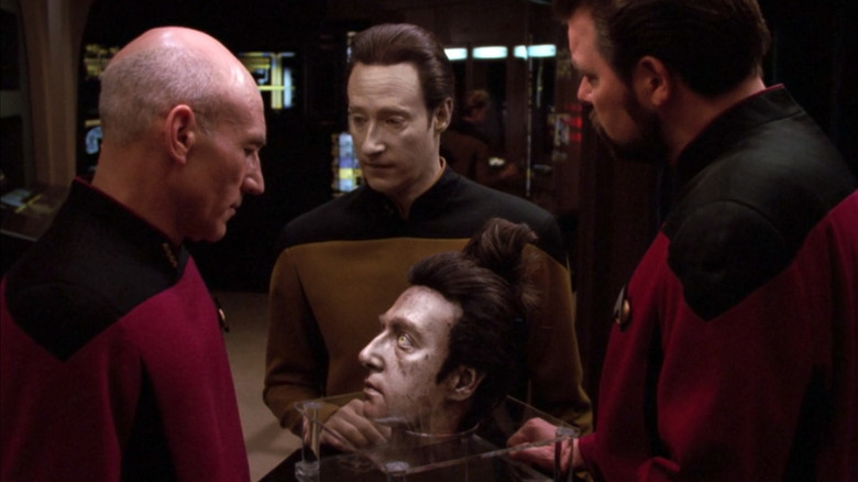 Data examines his own head