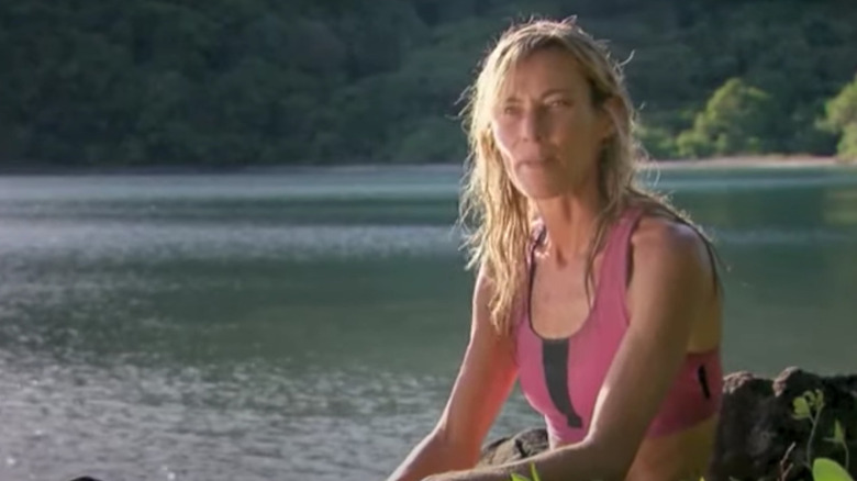 Trish Hegarty wearing pink swimsuit