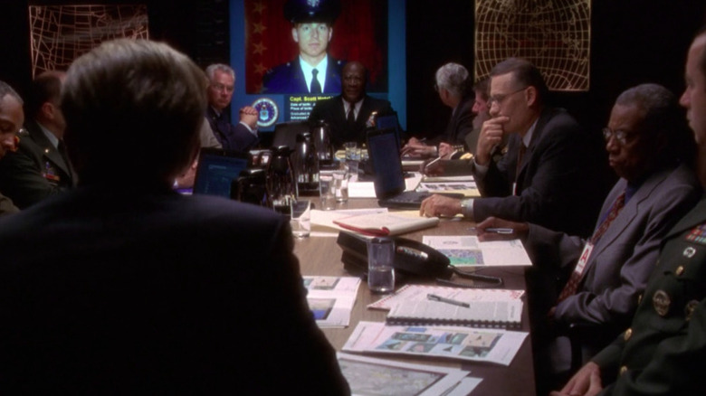 The President and security advisors in the situation room