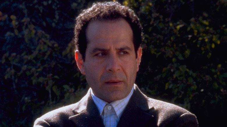 Adrian Monk looks uneasily to the side