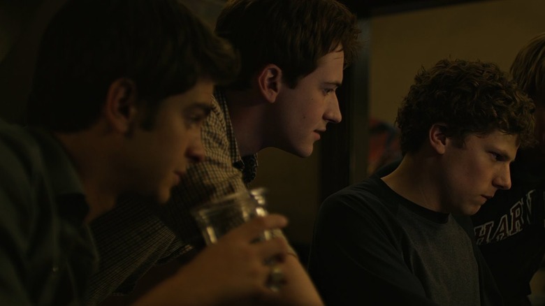 Andrew Garfield and Jesse Eisenberg scheme in The Social Network