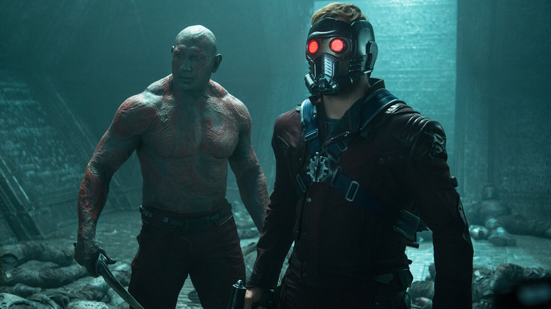 Dave Bautista and Chris Pratt fighting evil