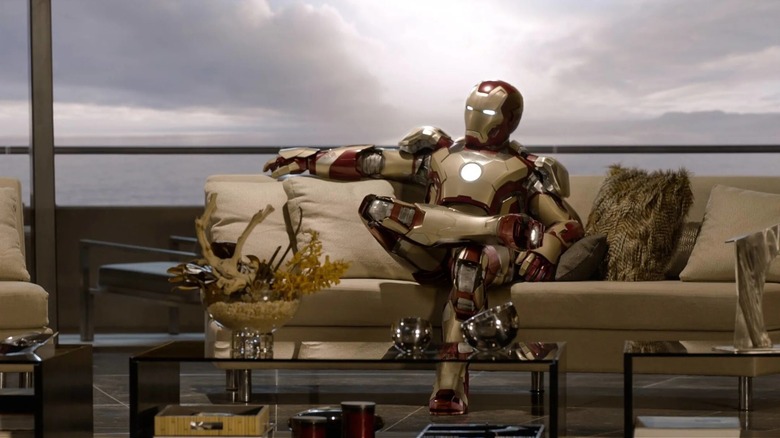 Iron Man on a couch