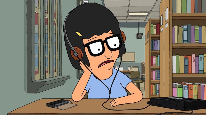 Tina wearing headphones