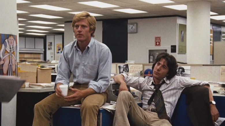 Redford and Hoffman sitting in office 