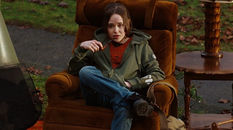 Juno MacGuff sits in armchair