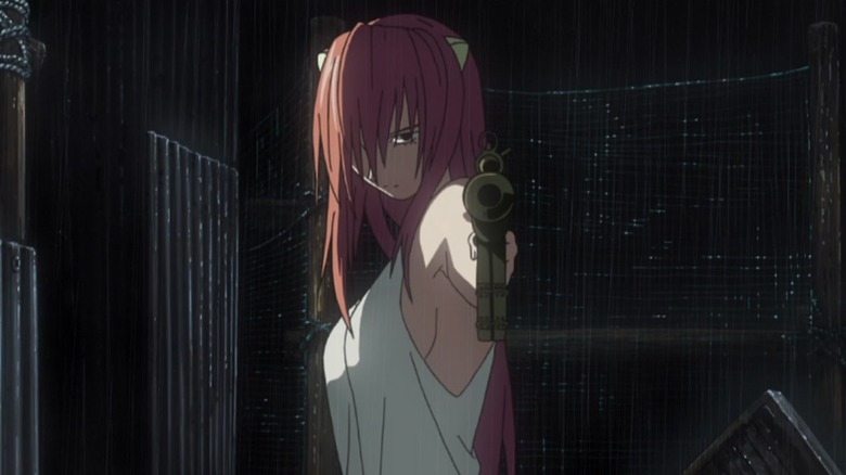 Elfen Lied Lucy pointing gun