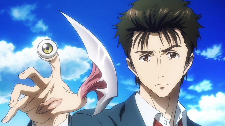 Migi transforms Shinichi's hand into blade