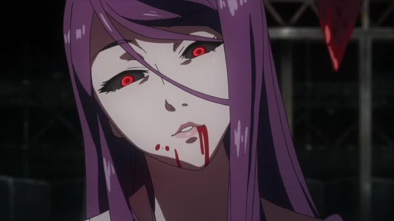 Rize Kamishiro with bloody lips