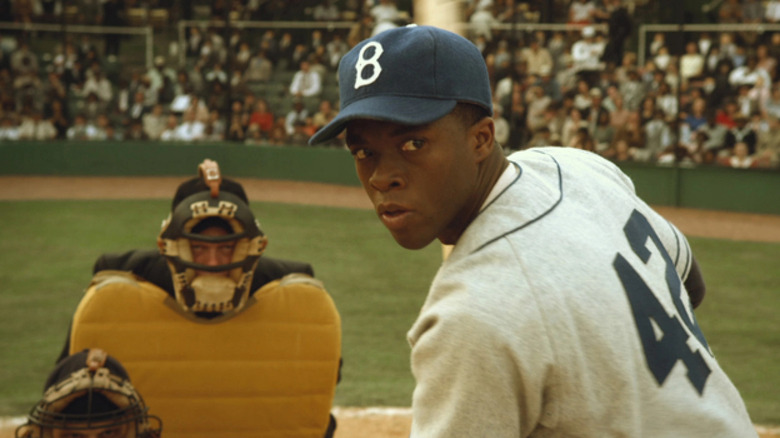 Jackie Robinson in the batter's box