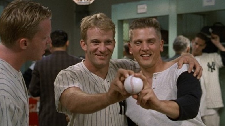 Mantle and Maris hold a baseball