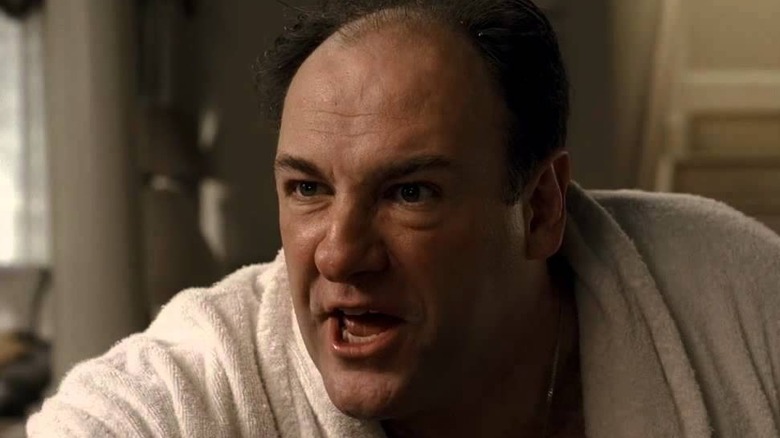 Tony Soprano yelling in bathrobe