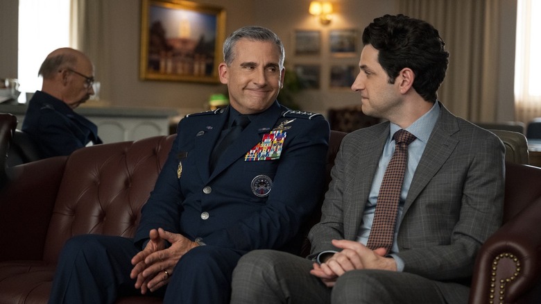 Steve Carell sits with Ben Schwartz