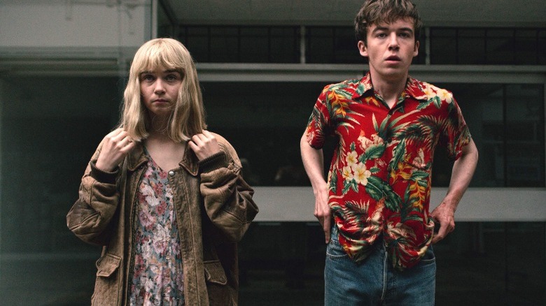 Jessica Barden Alex Lawther worried intense