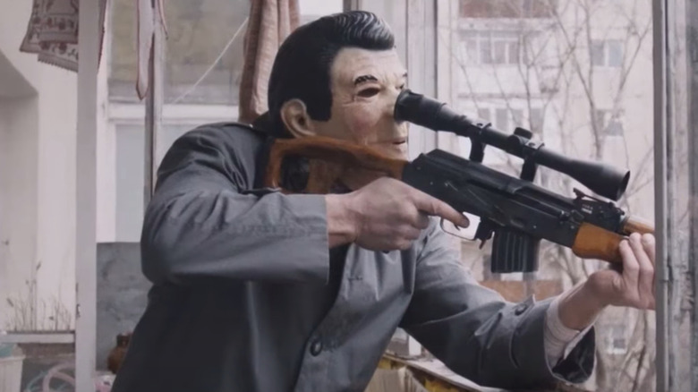 Sniper with Reagan mask