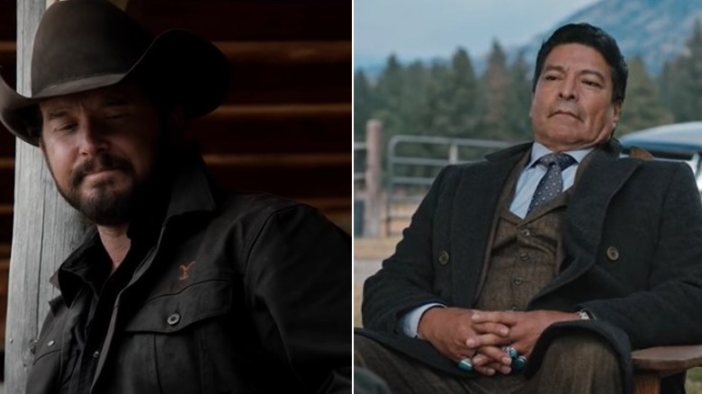 Cole Hauser and Gil Birmingham in "Yellowstone"