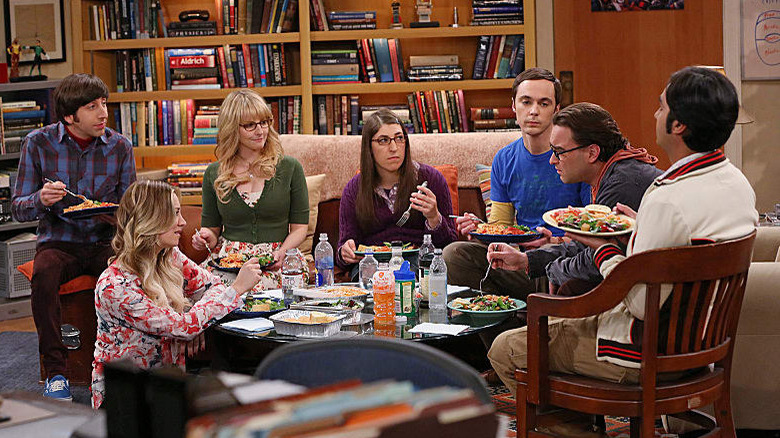 Eating at Leonard and Sheldon's place
