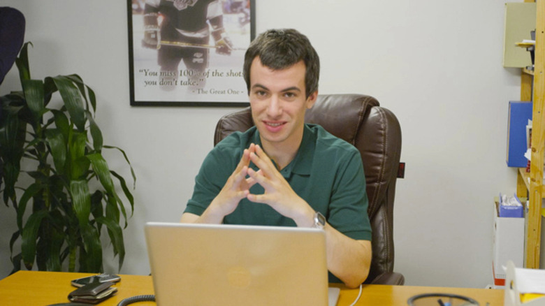 Nathan Fielder tents fingers