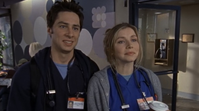 Zach Braff and Sarah Chalke in Scrubs