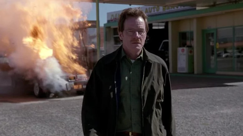 Walter White walking away from explosion