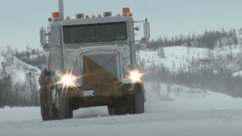 Truck driving on ice