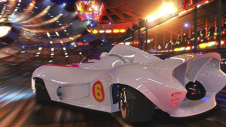 Speed Racer's car on a race track