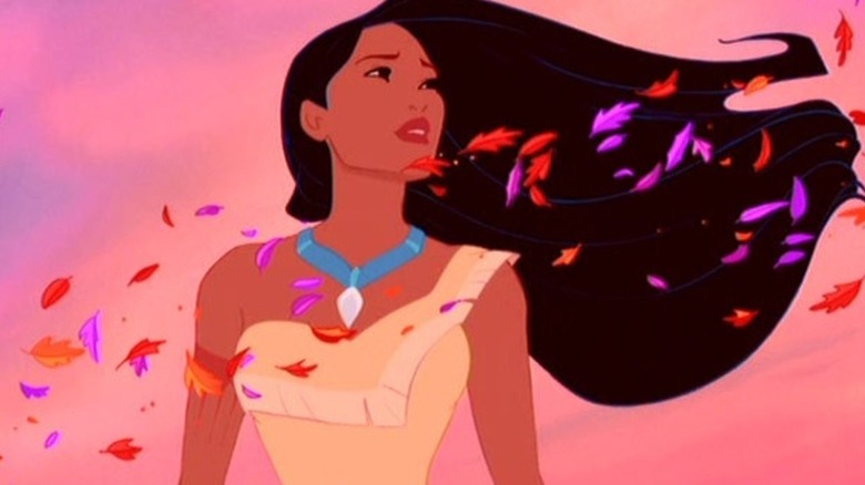 Pocahontas with blowing leaves