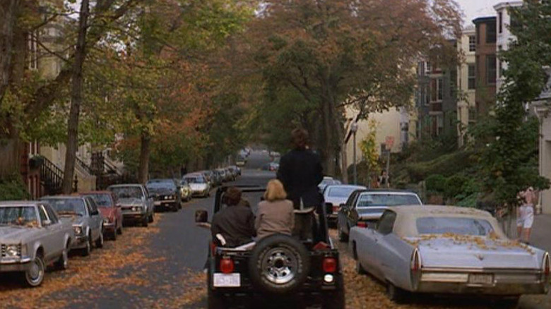 Jeep driving down the street