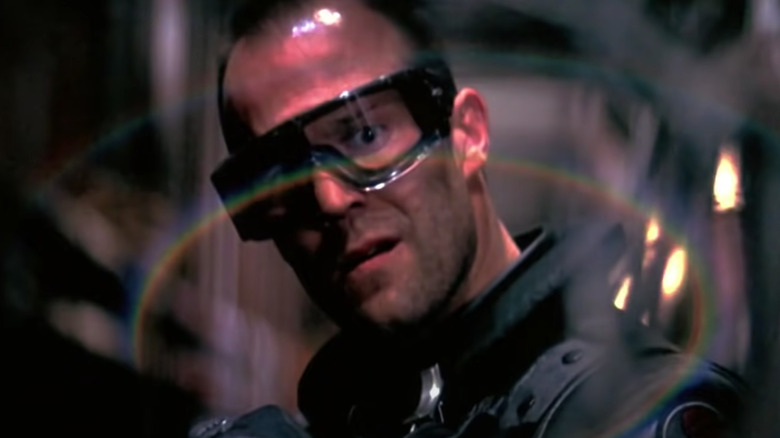 Jason Statham wearing goggles
