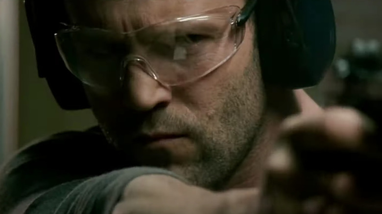 Jason Statham at shooting range