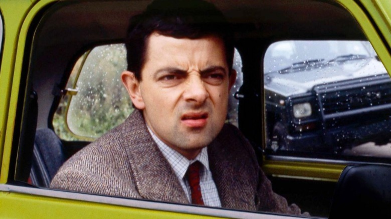 Mr Bean in his car