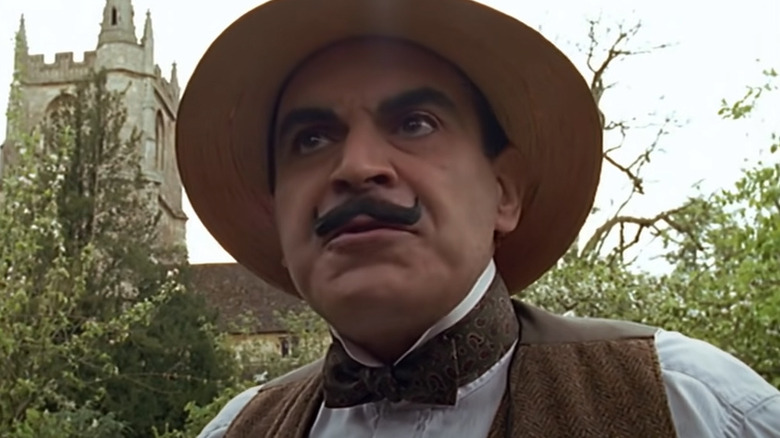 Hercule Poirot in the garden