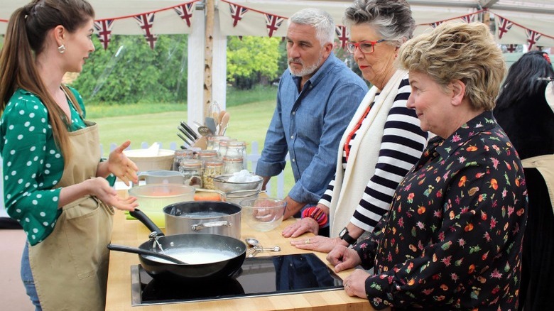 GBBO contestants in tent