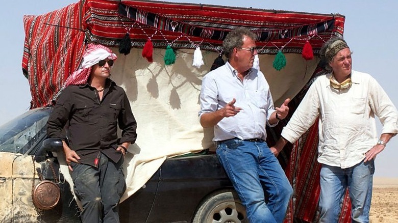 Jeremy Clarkson, Richard Hammond and James May in desert