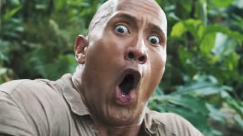 Dwayne Johnson making a funny face in Jumanji