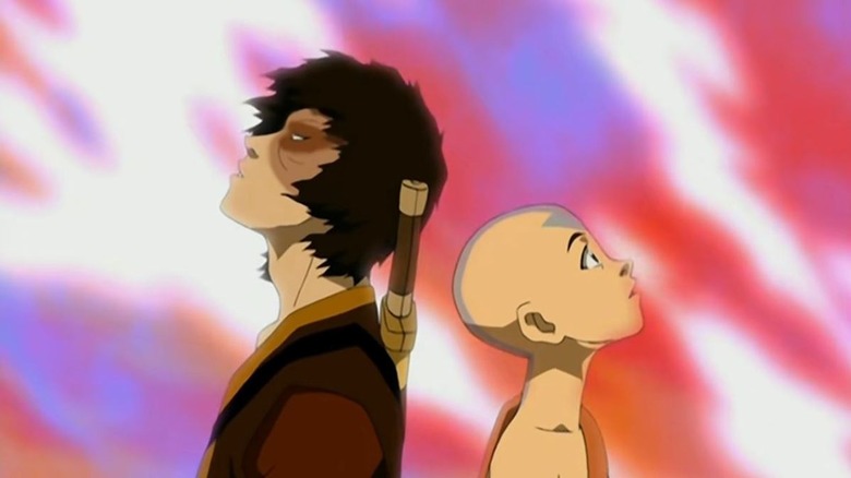 Aang and Zuko looking amazed