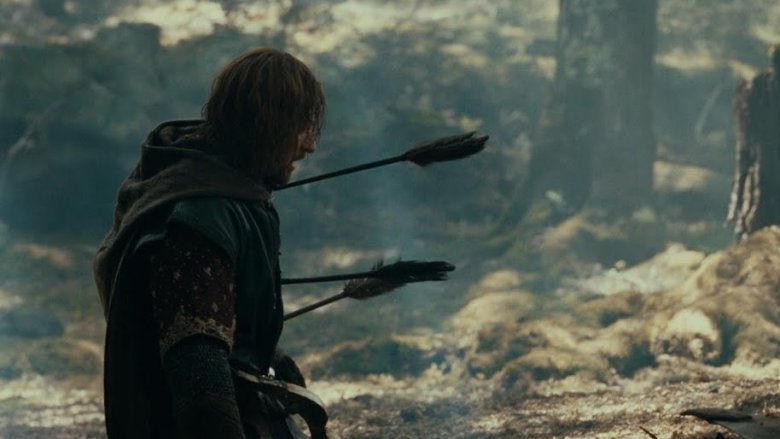 Boromir, pierced by many arrows